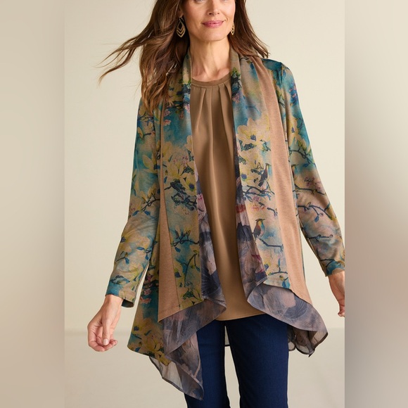 Soft Surroundings Tea Garden Topper blouse. Size medium. GUC - Picture 5 of 12